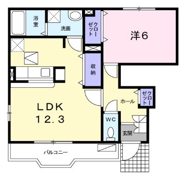 井原市下出部町のアパートの間取り