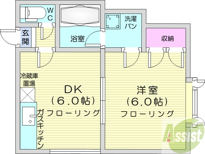 札幌市東区北三十五条東のアパートの間取り