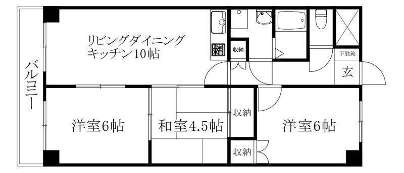 松山市東長戸のマンションの間取り