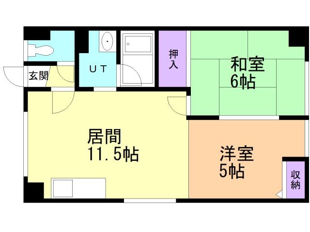 函館市大縄町のマンションの間取り