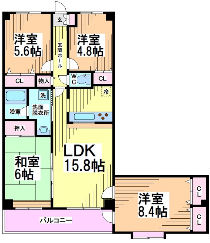 川崎市多摩区中野島のマンションの間取り