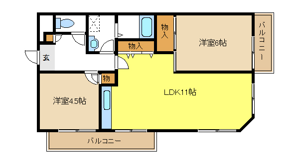 名古屋市天白区鴻の巣のマンションの間取り