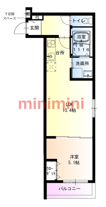 【大阪市東淀川区豊里のアパートの間取り】