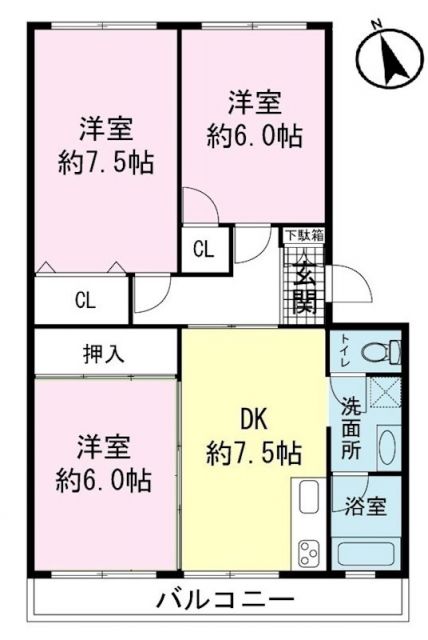 御殿場市茱萸沢のマンションの間取り