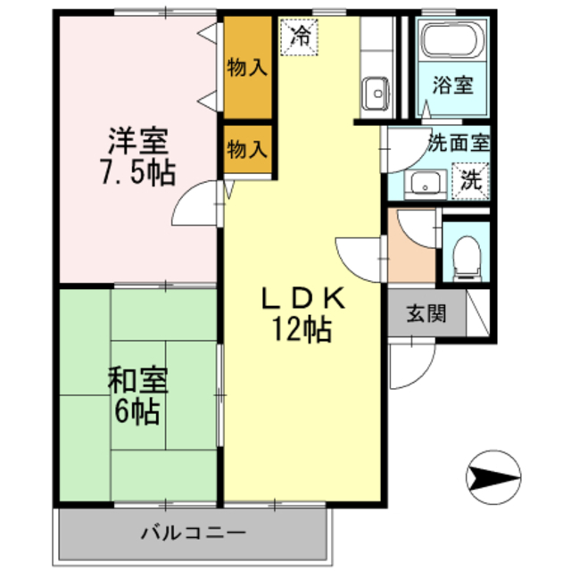 川西市東畦野のアパートの間取り