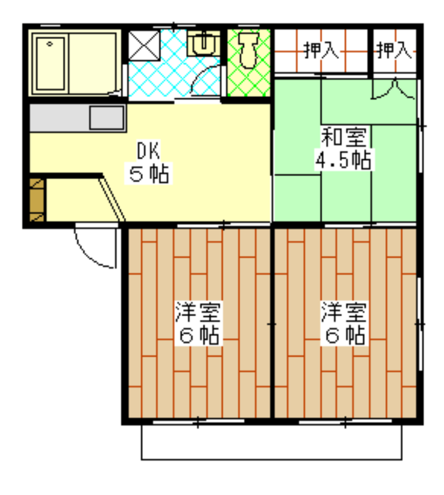 岩国市御庄のアパートの間取り