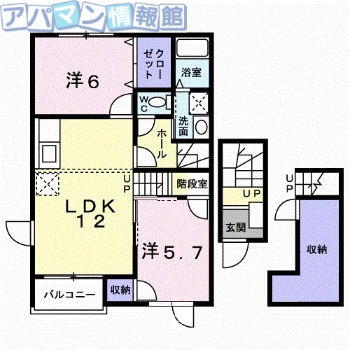 【五泉市白山のアパートの間取り】