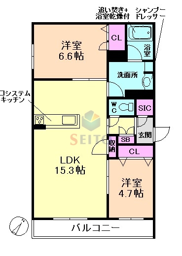 豊中市岡町南のマンションの間取り