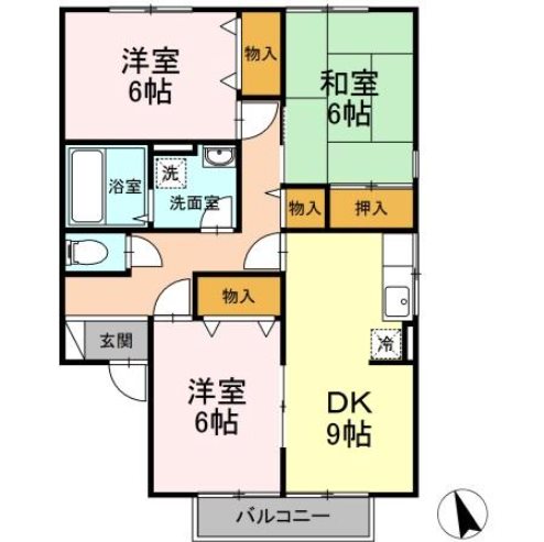 松本市平田東のアパートの間取り