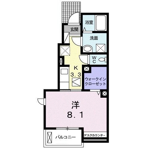 岩沼市下野郷のアパートの間取り