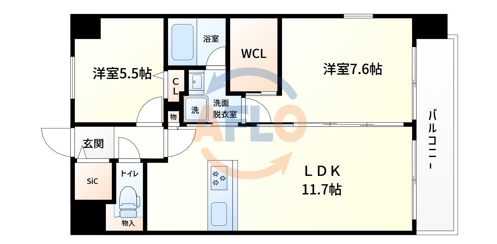 大阪市淀川区木川西のマンションの間取り