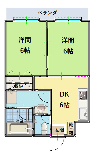 福山市神辺町大字新徳田のマンションの間取り