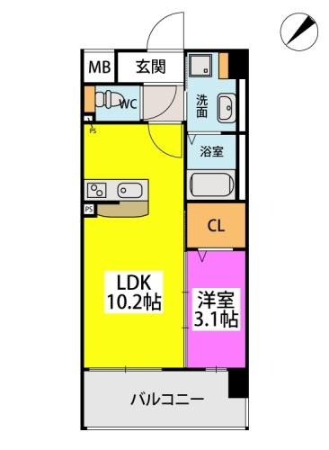 福岡市南区向野のマンションの間取り