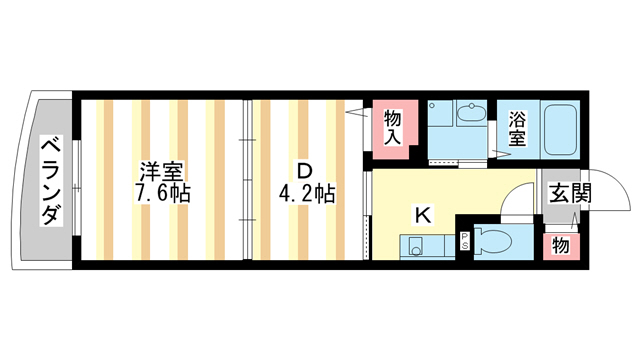 生駒市小瀬町のマンションの間取り