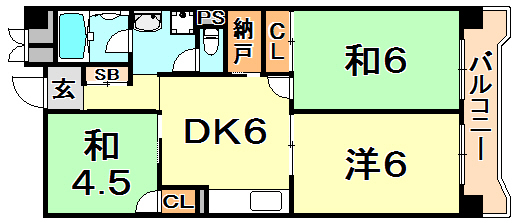 神戸市中央区港島中町のマンションの間取り