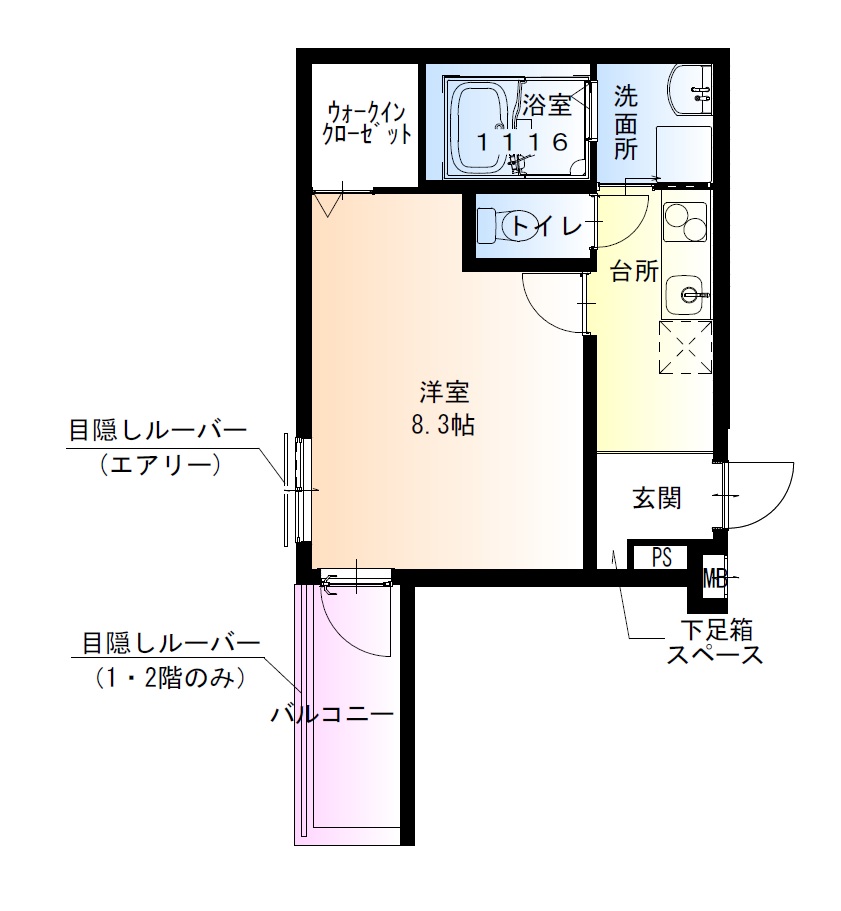 堺市北区北花田町のアパートの間取り