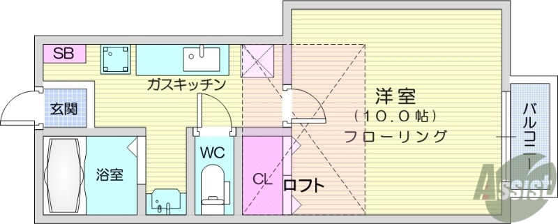 仙台市青葉区上愛子のアパートの間取り