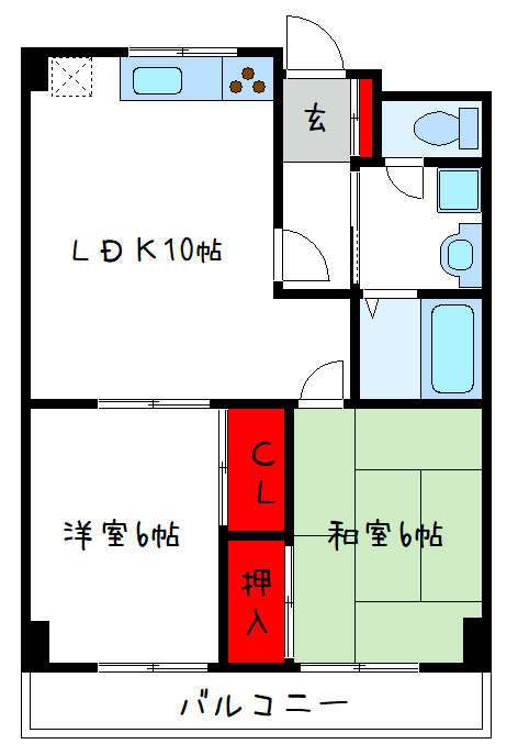 東大阪市御厨栄町のマンションの間取り