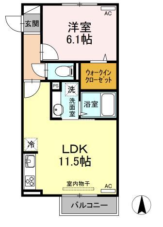 山形市白山のアパートの間取り