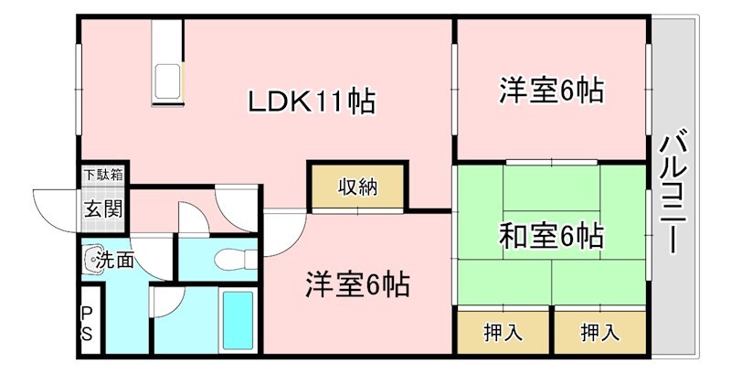 守山市守山のマンションの間取り