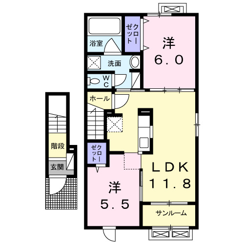 富山市大江干のアパートの間取り