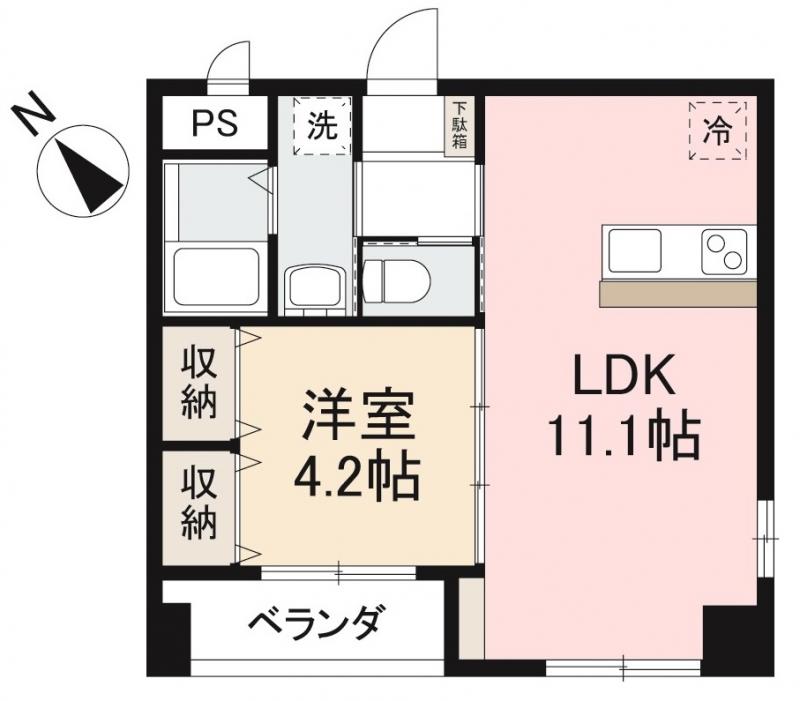 高松市東ハゼ町のマンションの間取り