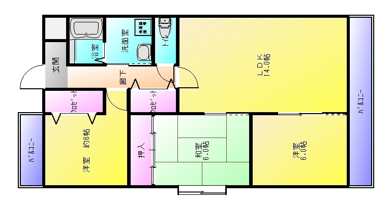 八尾市青山町のマンションの間取り