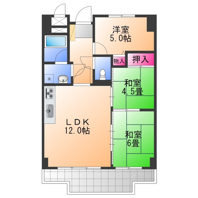 泉南市樽井のマンションの間取り