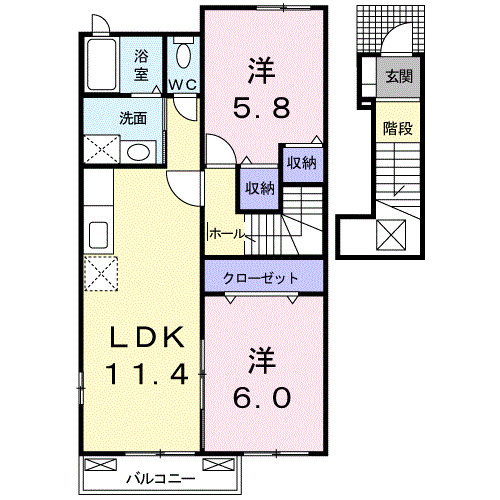 八代市松崎町のアパートの間取り