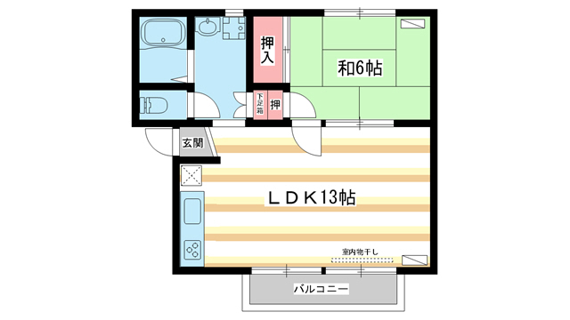 天理市櫟本町のアパートの間取り