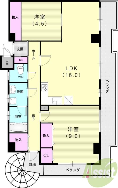 芦屋ニューコーポの間取り