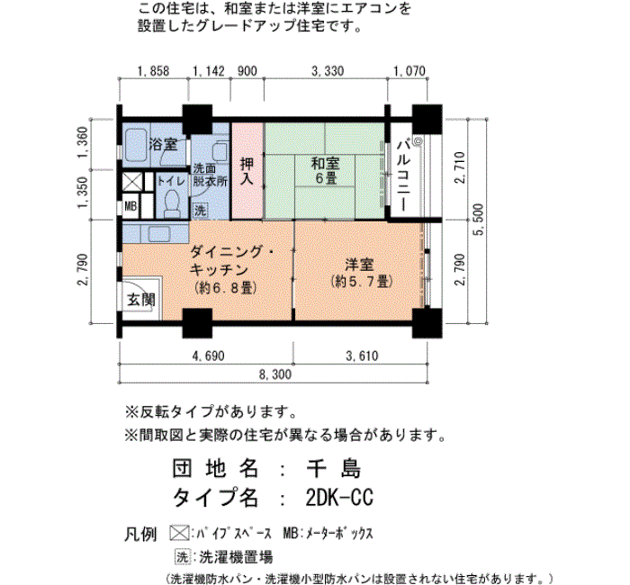 大阪市大正区千島のマンションの間取り