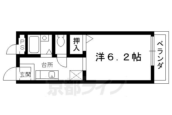 京都市北区大宮南田尻町のアパートの間取り