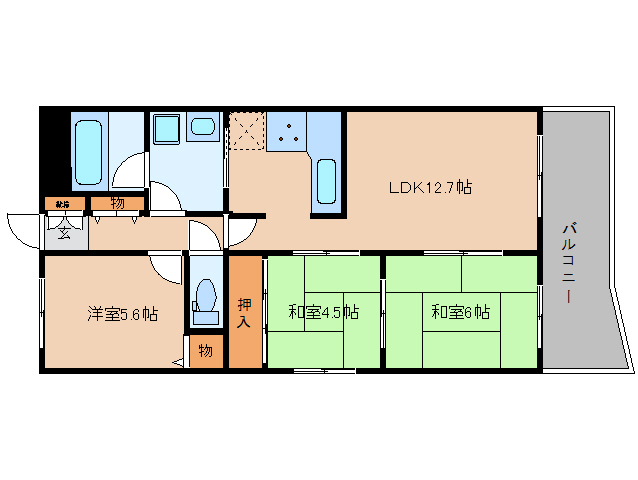 大和高田市昭和町のマンションの間取り