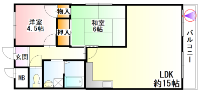 西宮市山口町下山口のマンションの間取り