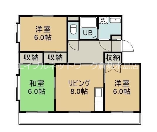 倉敷市鳥羽のマンションの間取り