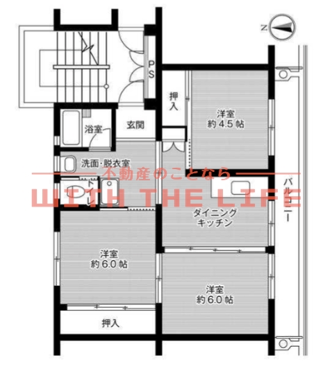 久留米市城島町江上のマンションの間取り