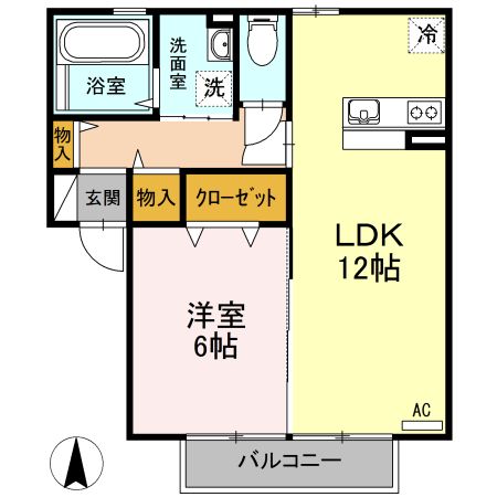 高松市木太町のアパートの間取り