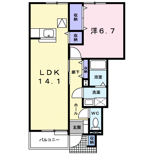 高岡市伏木一宮のアパートの間取り