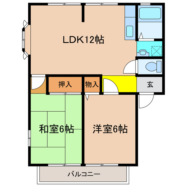 神戸市北区藤原台南町のアパートの間取り