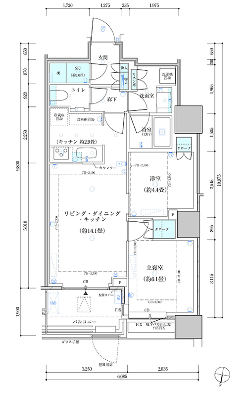 中央区勝どきのマンションの間取り