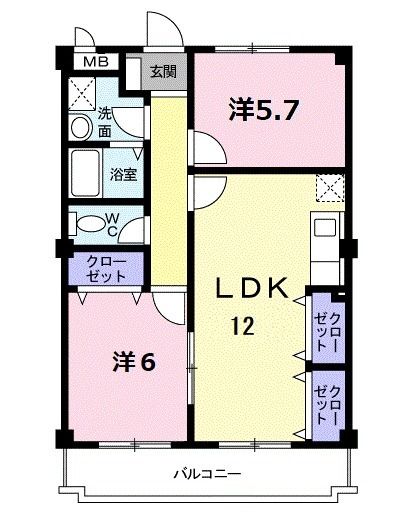 奈良市東九条町のマンションの間取り