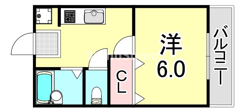 神戸市須磨区須磨寺町のアパートの間取り