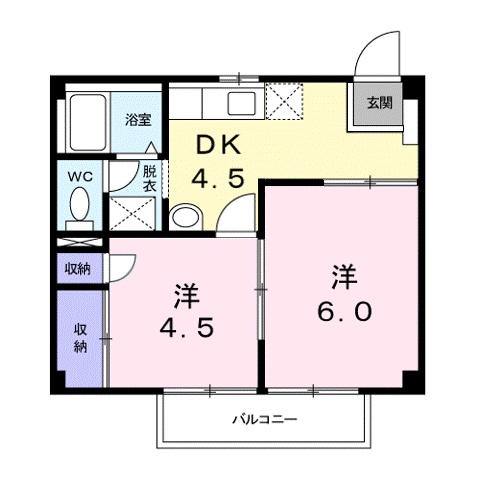 甲賀市水口町虫生野中央のアパートの間取り