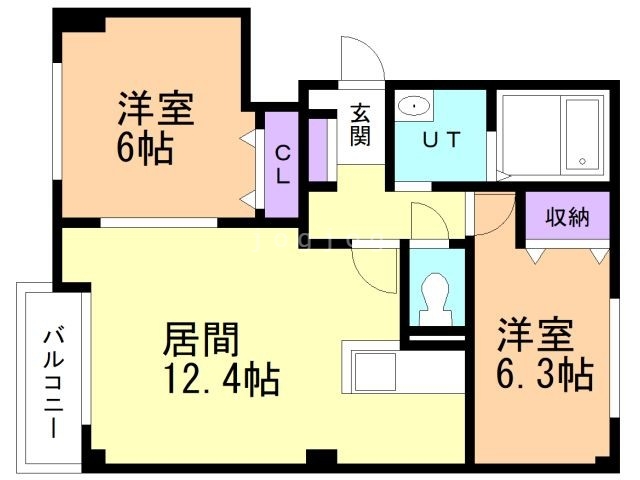 札幌市北区東茨戸二条のアパートの間取り