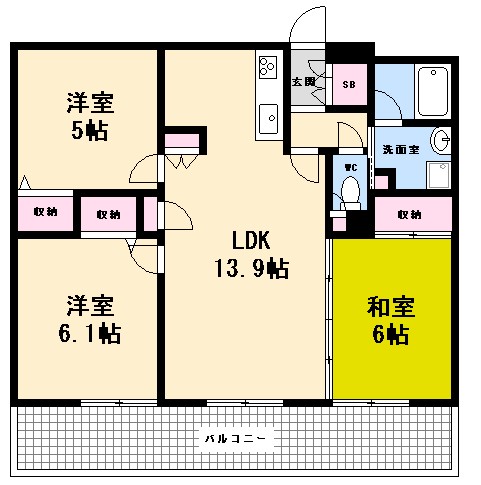 広島市西区井口明神のマンションの間取り