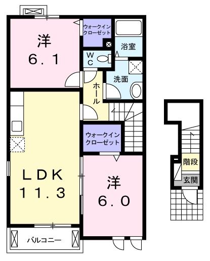 青梅市千ヶ瀬町のアパートの間取り