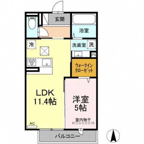 広島市佐伯区隅の浜のアパートの間取り