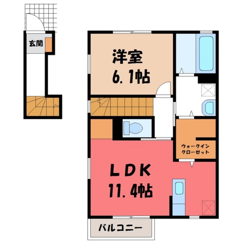 鹿沼市茂呂のアパートの間取り