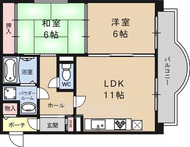 地下鉄東西線 御陵駅 徒歩2分 4階建 築37年の間取り写真